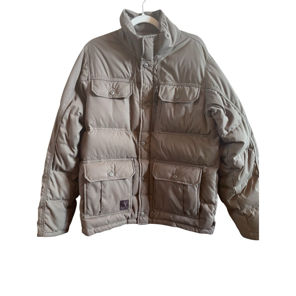 Eastern Mountain Sports Men's L Goose Down Brown Puffer Utility Jacket Pockets